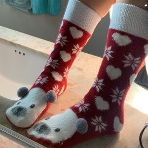 polar bear fuzzy socks